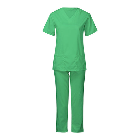 Scrub Sets Men Shorts Sleeve Pocket T-shirts Pants Nursing Uniforms Beauty Salon Solid Workwear Women Overalls Suits Plus Size - Respiratory Teacher