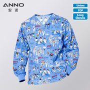 ANNO Hospital Autumn Winter Scrubs Tops Trousers Sets Optiona Long Sleeves Nursing Uniform Dental Clinic Supplies Nurse Clothing - Respiratory Teacher