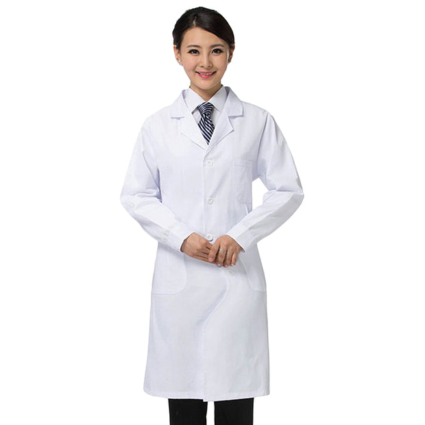 Unisex Long Sleeves Scrubs Lab  Nurse Doctor White Coat  Uniforms - Respiratory Teacher