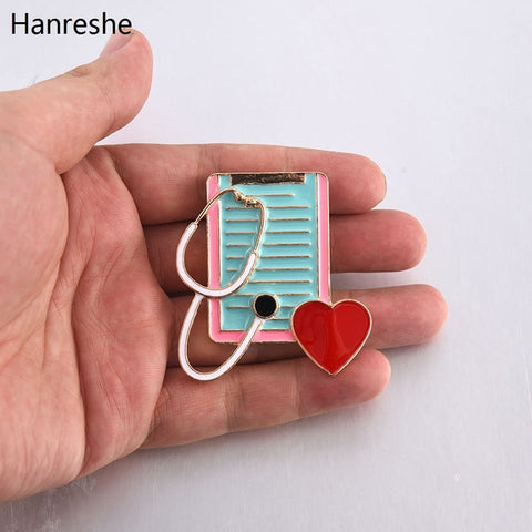 New Hot Sale Medical Medicine Brooch Pin Stethoscope Electrocardiogram Heart Shaped Pin Nurse Doctor Backpack Lapel Jewelry - Respiratory Teacher