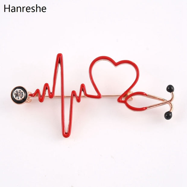 New Hot Sale Medical Medicine Brooch Pin Stethoscope Electrocardiogram Heart Shaped Pin Nurse Doctor Backpack Lapel Jewelry - Respiratory Teacher