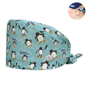 Wholesale 100%Cotton Penguin Cartoon Printing Medical Women Nurse Hats Adjustable Beautician Scrub Hat Pet Shop Lab Scrubs Cap - Respiratory Teacher