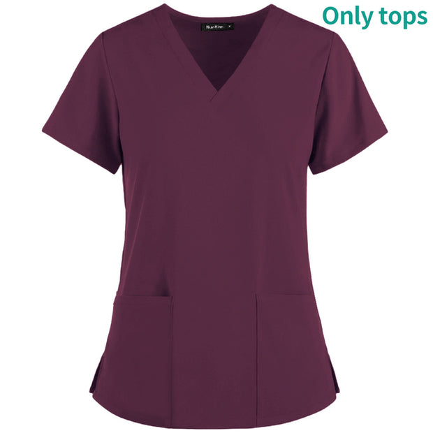 Medical Coats Nursing Scrubs Women T Shirt for Summer Dental Clinic Doctor Working Clothes Tops 10 Colors Elasticity Nurse Tops - Respiratory Teacher