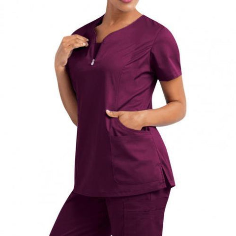 Wholesale women&#39;s fashion scrub suit medical uniform suit solid color unisex pocket V-neck laboratory suit Blouse chirurgicale - Respiratory Teacher