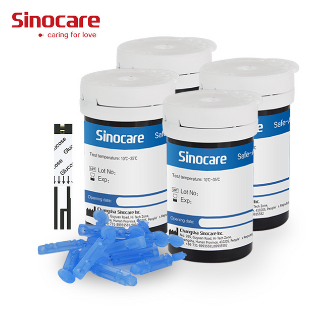 500/400/300/200/100/50PCS Sinocare Safe-Accu Blood Glucose Test Strips and Lancets for Diabetes Tester - Respiratory Teacher