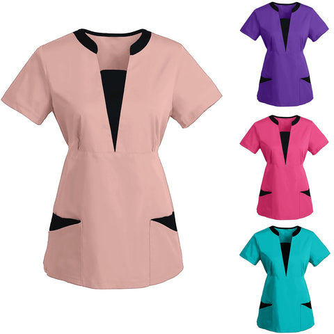 High Quality Spa Uniforms Unisex V-Neck Work clothes Pet grooming institutions Scrubs set Beauty Salon clothes Scrubs Tops - Respiratory Teacher