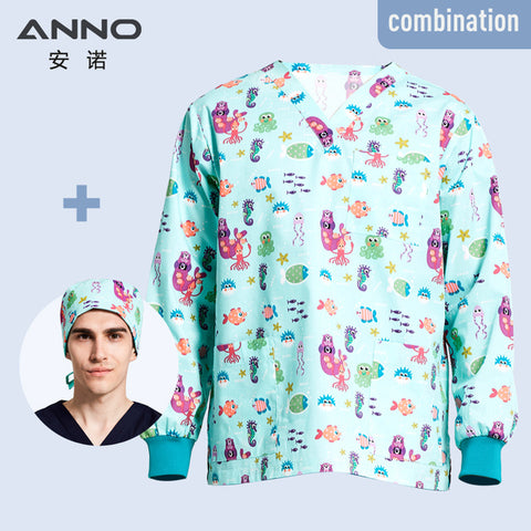 ANNO Hospital Autumn Winter Scrubs Tops Trousers Sets Optiona Long Sleeves Nursing Uniform Dental Clinic Supplies Nurse Clothing - Respiratory Teacher