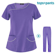 Hospital Medical Uniforms Nurse Woman Dentistry Operating Room Work Suit Pet Grooming Spa Two-piece Solid Color Lab Scrubs Set - Respiratory Teacher