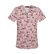 100% Cotton Printing Nurse Medical Operating Room Doctor Nursing Uniform Cleaning Protective Clothing Tops Scrubs Short-sleeved - Respiratory Teacher
