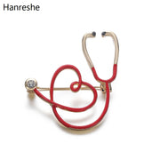 New Medical Medicine Brooch Pins Gold Red Zircon Stethoscope Heart Shaped Pin For Doctor Nurse Backpack Lapel Badge Jewelry Gift - Respiratory Teacher
