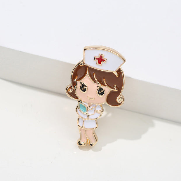 Cute Enamel Cartoon Brooch Lovely Nurse Doctor Hospital Medical Stethoscope Badge Lapel Pins Jewelry Accessory  Graduation Gift - Respiratory Teacher