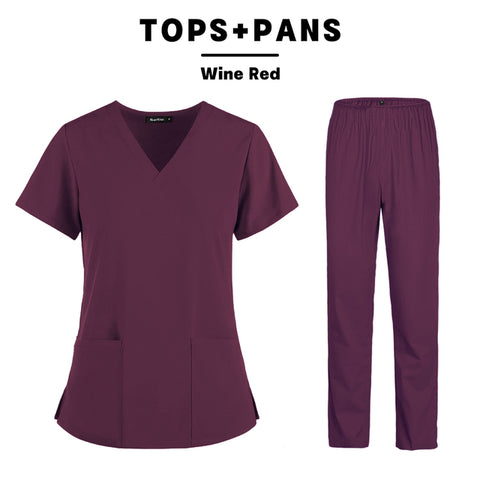 Operating Room Scrubs Clothes Doctor Nurse Dentist Working Tops Medical Surgical Beauty Salon Lab Dental Hospital Tops and Pans - Respiratory Teacher