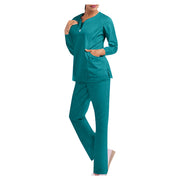 Scrubs Women Nurse Working Uniform Pocket Long Sleeves Medicaled Clothing Tops+long Pants Two-piece Sets Clinical Uniforms Suit - Respiratory Teacher