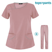 High Quality Solid Color Nursing Scrubs Women Uniforms Hospital Doctor Work Clothing Suits Elasticity Pet Clinic Nurse Workwear - Respiratory Teacher