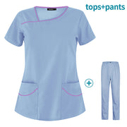 High Quality Solid Color Nursing Scrubs Women Uniforms Hospital Doctor Work Clothing Suits Elasticity Pet Clinic Nurse Workwear - Respiratory Teacher