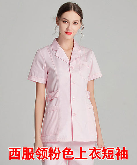 Pink Short Scrubs Top Nurse Uniforms Lab Coat Doctor Uniform for Women Outwear Medical Clothing Beauty Salon Long Sleeve clothes - Respiratory Teacher