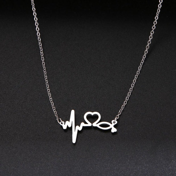 Stethoscope Heartbeat Gold Necklace Women Love Heart Stainless Steel Necklaces &amp; Pendants Medical Nurse Doctor Lover Gifts - Respiratory Teacher