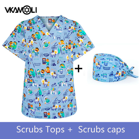 Multiple Pockets Scrubs tops Work Uniform Hospital Classic Form Foctor Woman Man Nursing Wear Dental Clothing Working Clothes - Respiratory Teacher